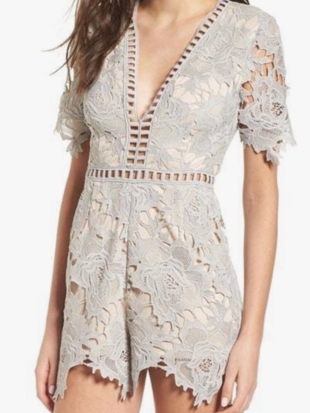 Astr Women’s Crochet Lace Romper
